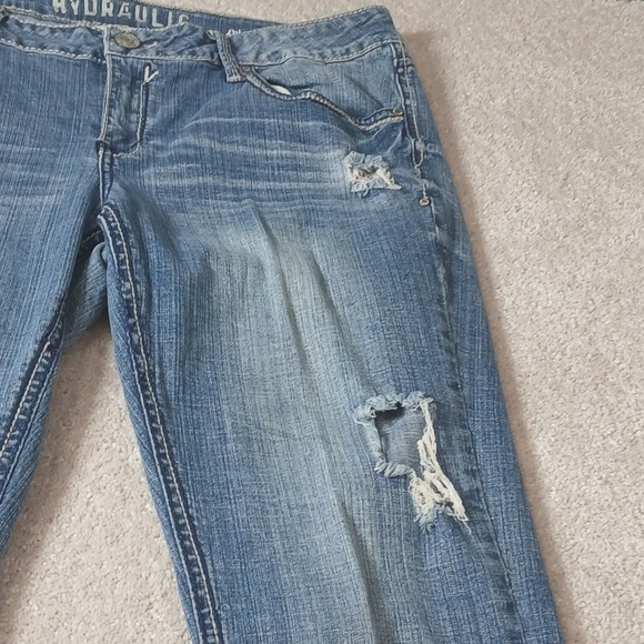 Hydraulic Lola Curvy Almost Bootcut Jeans Women 17/18 Blue Denim Distressed - Picture 4 of 15